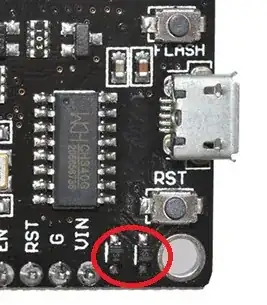 cropped view of top of "problem" NodeMCU ESP8266 PCB