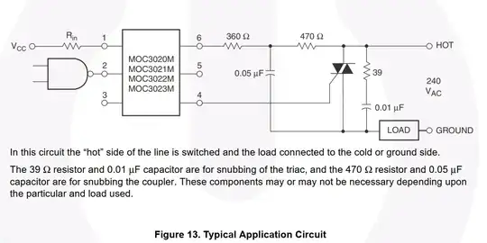 Optotriac typical application circuit from Fairchild (now On Semi)