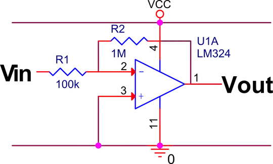 inverting op amp schematic