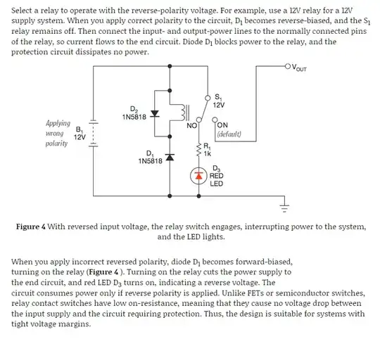 Reverse protection with a relay