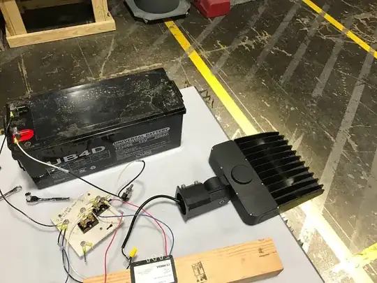 Voltage across the transistors as the load resistance is swept