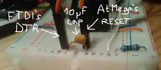 DTR, cap and RESET on a breadboard