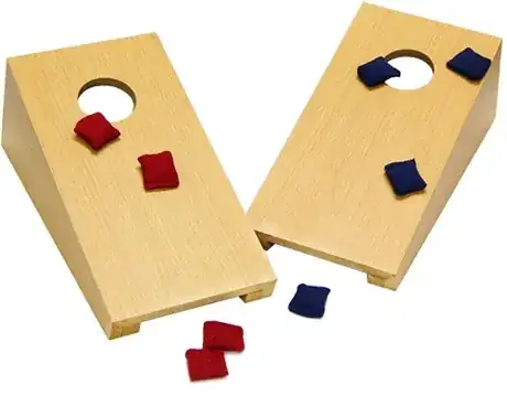 Examples of pieces of wood used in cornhole game