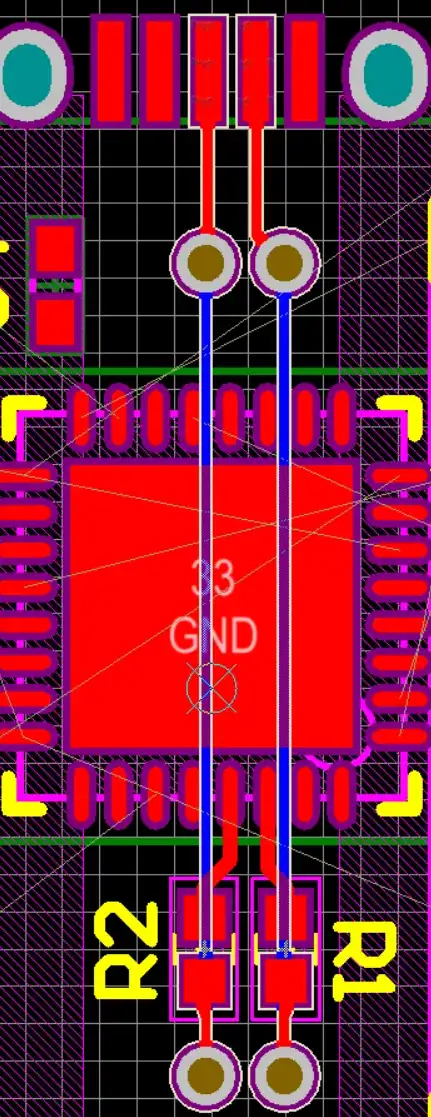 Routing under the MCU with vias