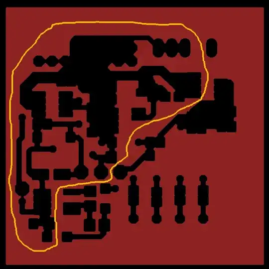The ground plane layer (top) of a PCB - loop highlighted