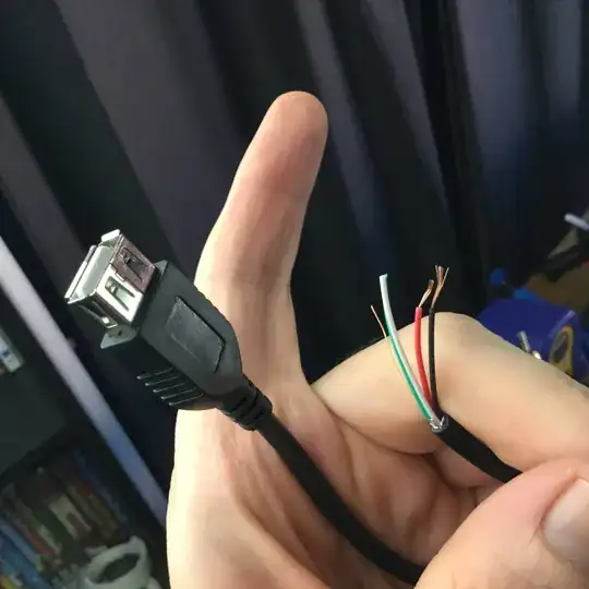 male to female extension cord, with male end, cut off, only outside 2 wires, red and black wires are needed for power