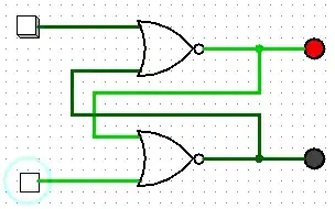 Same latch; one input is high; the lines all turn light or dark green