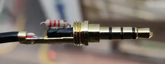 Photo of four sleeve jack with 220 Ω resistor