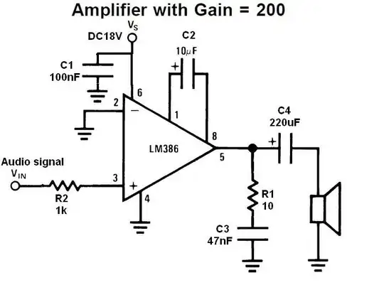 200 Gain audio amp schematic