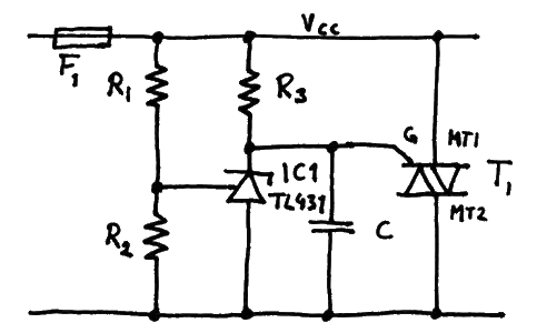 Crowbar circuit using TL431 and TRIAC