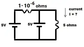 Real circuit with non-zero resistance between sources