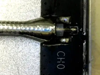 Described solder joint to U.FL pads on PCB