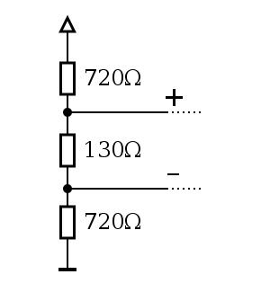 Wikipedia bias termination network for RS-485 https://en.wikipedia.org/wiki/File:Rs485-bias-termination.svg