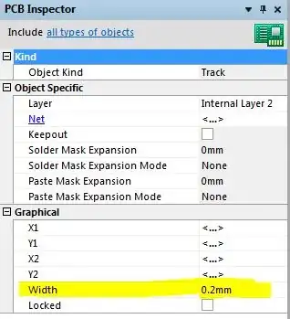 Altium PCB inspector window