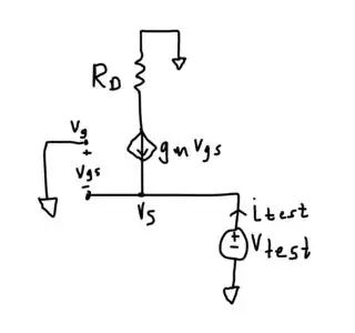 small signal model for calculation of Rth