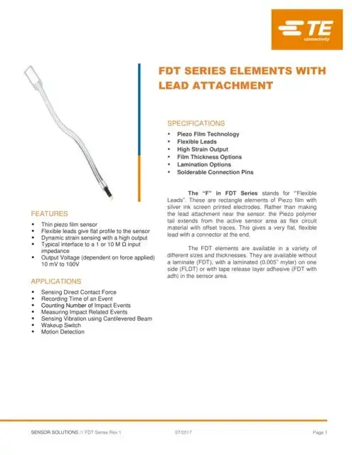 sensor datasheet page 1