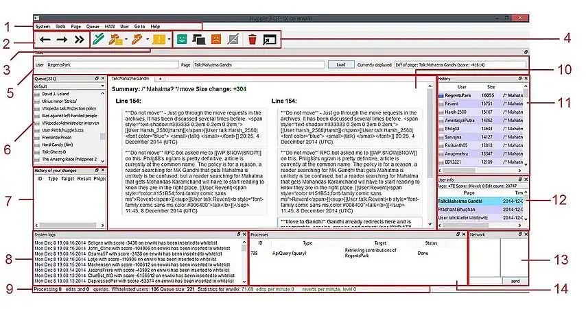 Huggle 3 interface