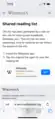Landing Page for Shared Reading Lists on iOS