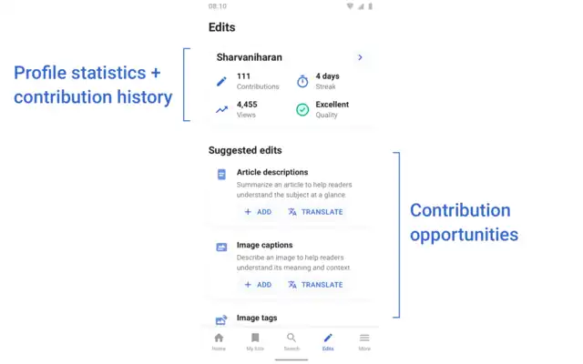 Suggested edits home page