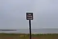 Ice fishing access sign in Audubon National Wildlife Refuge, U.S.A.
