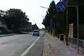 not typical nor singulary: German sign 241 here marks a strict cycle lane and the sidewalk beneath