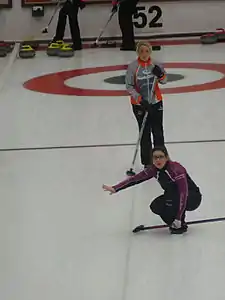 Anna Sloan watches an opponents rock.