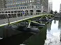 A pontoon bridge at West India Quay in the London Docklands