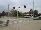 United States (Michigan):crossing:signals=separatecrossing:markings=zebrahighway=traffic_signals at both stop lines