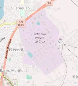 Vialidad interna de la Refinería Puerto La Cruz.