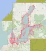 The area covered by the OpenSeaMap chart bundle 'Baltic Sea' as of june 2016.