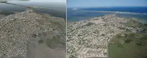 x-plane9 generated scenery and a real photography of the same place