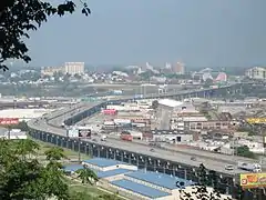 The Intercity Viaduct connects Downtown Kansas City, Missouri with downtown Kansas City, Kansas.