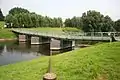 A pontoon bridge Rheindorf at Wupper in Leverkusen