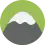 a grey peak with white top on a green background