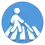 a blind person using a bar to search for tactile elements and walking over a zebra crossing
