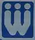 Weißes W auf blauem Grund