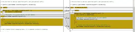 Screenshot of FileMerge doing barely useful matching