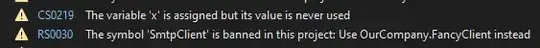Screenshot of error message