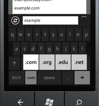 A screenshot showing .com, .org, .edu and .net pre-typed TLDs which appear when you hold .com button